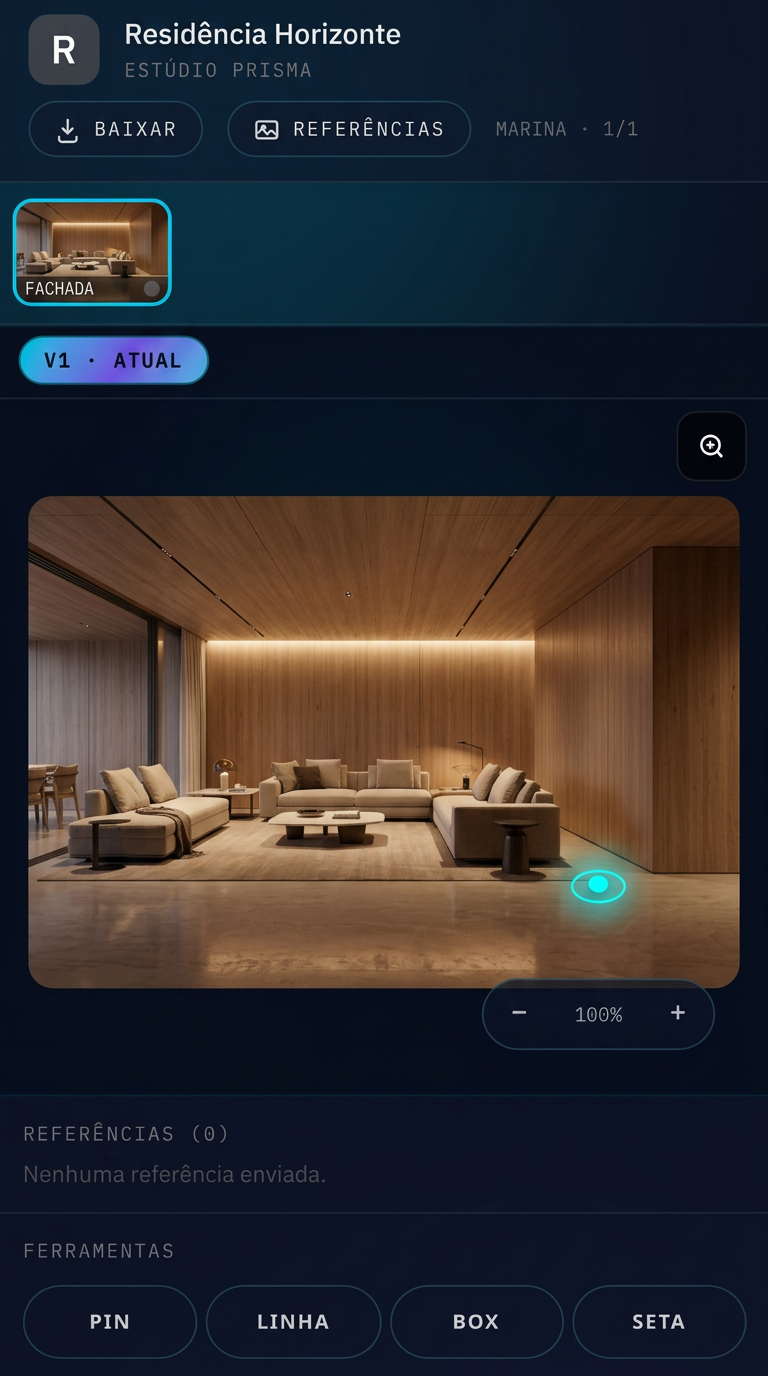 Link de revisão do Revizup aberto no celular com comentário do cliente